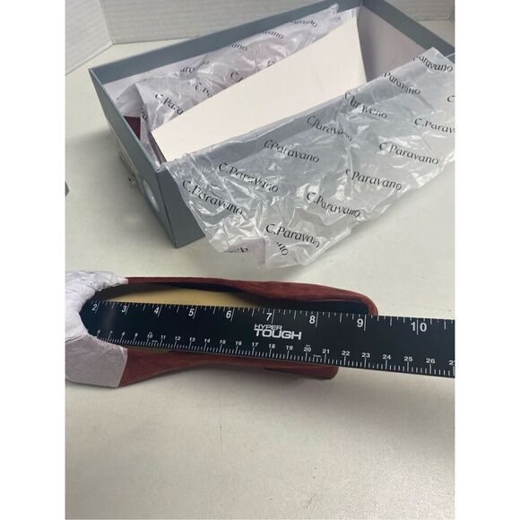 C.PARAVANO Alessia Women’s Red Suede Leather Pumps Size EU 37 US 6.5 Block Heels - Picture 5 of 7